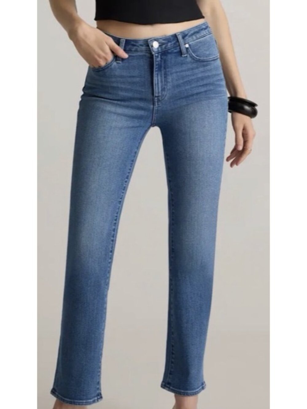 QUINCE Stretch High Rise Straight Jeans in Medium Wash Size 26 Minimalist